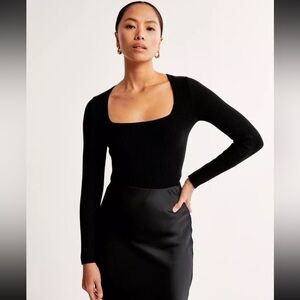 New Abercrombie & Fitch Long-Sleeve Square Neck Sweater Bodysuit Size Small S